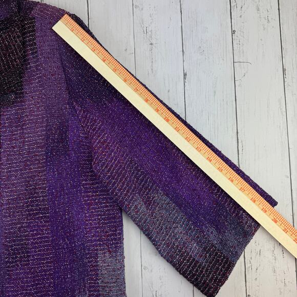 Candiss Cole Ocean Mist Purple Silk-Blend Handwoven Jacquard Jacket Size Medium - Picture 13 of 14